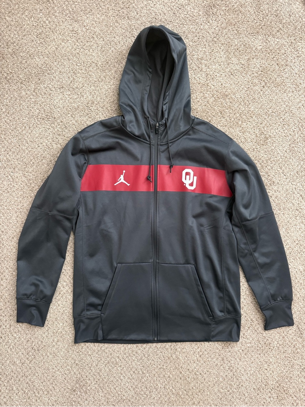 Oklahoma Sooners OU Nike Jordan Therma-Fit Full Zip Hoodie Jacket Mens XL